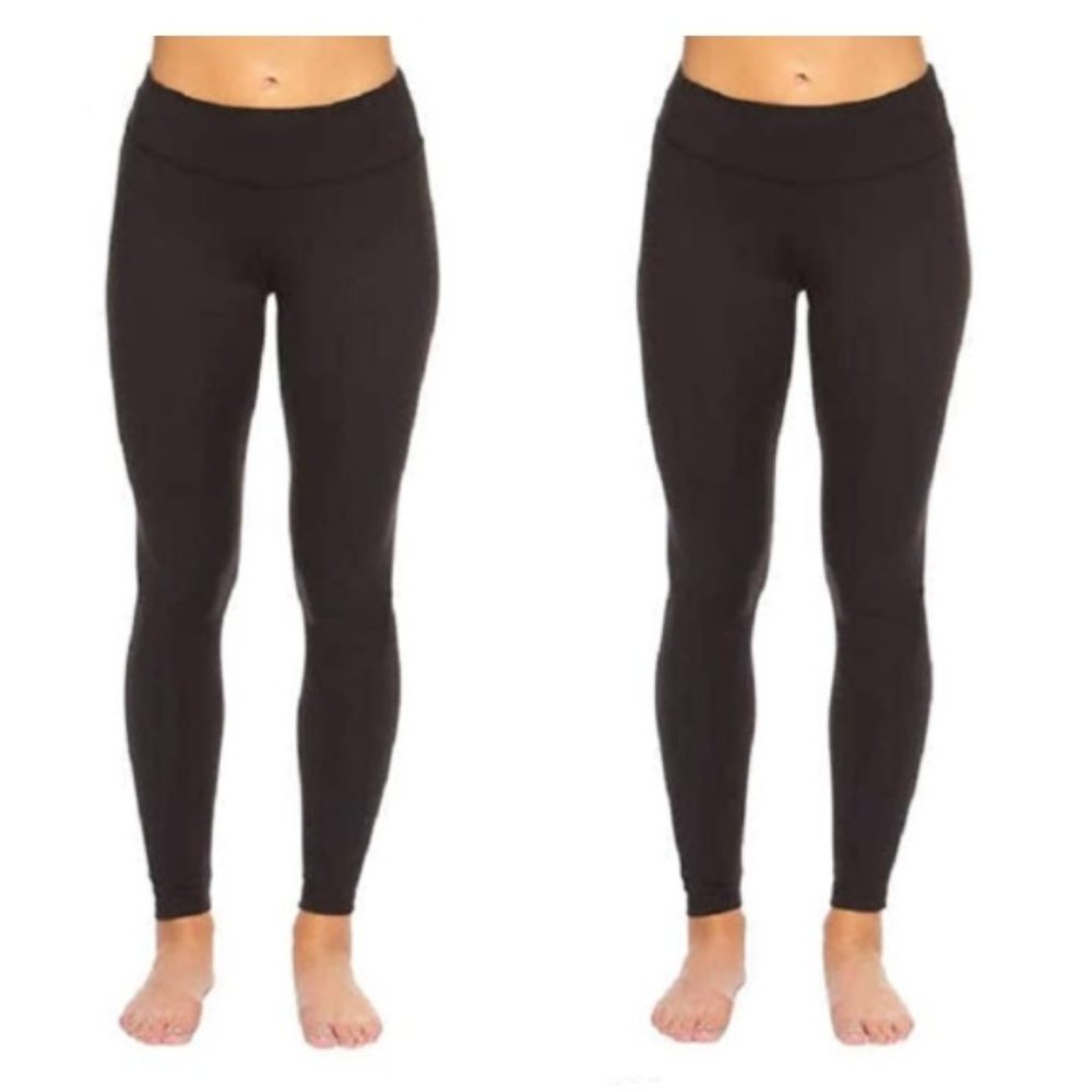 NWoT Felina Leggings 2 Pack Wide Waistband Suede Mid Rise Pants M $60 4D147 - Picture 2 of 2
